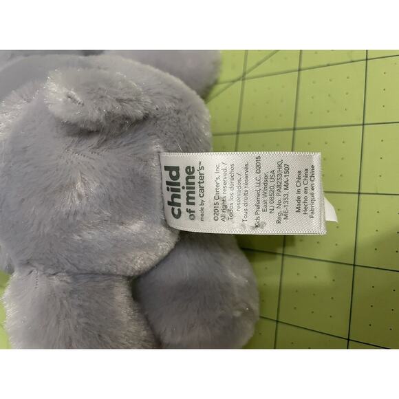 Carters Child of Mine 8" Gray Plush Baby Elephant Rattle Crinkle Stuffed Animal - Picture 6 of 9